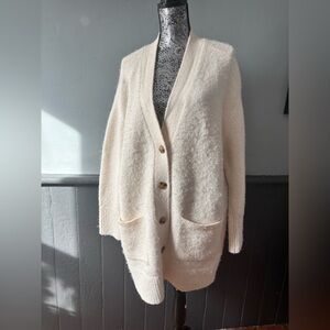 Ann Taylor Cream Button-Up Cardigan